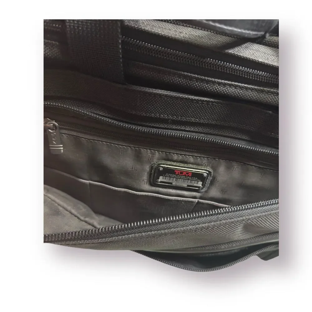 TUMI Alpha Laptop Messenger Ballistic Black Nylon & Leather Briefcase Travel Bag